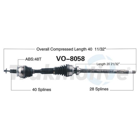 Surtrack Axle Cv Axle Shaft, Vo-8058 VO-8058